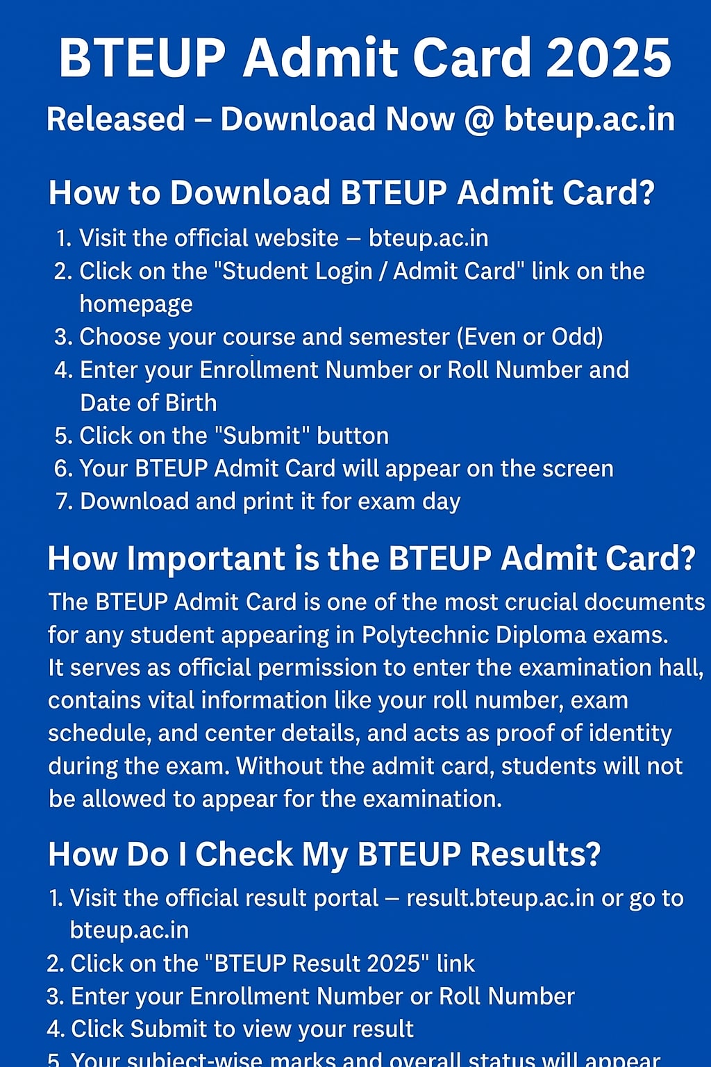 BTEUP Admit Card 2025
